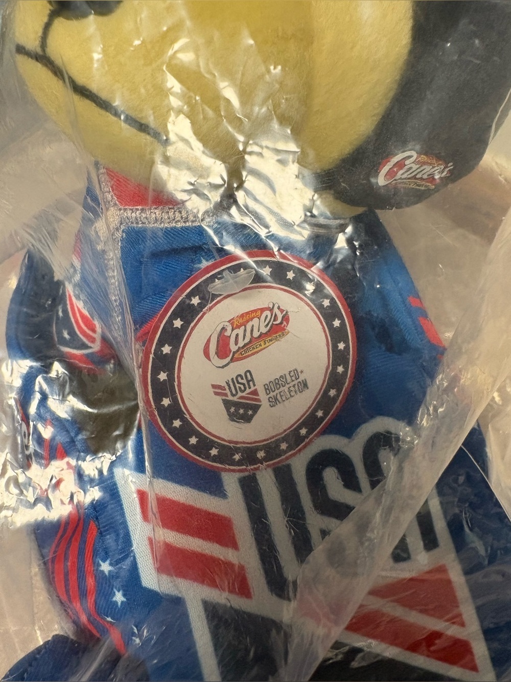 Raising Cane's USA Bobsled Cane Racing Bear Plush in Blue and Red NWT - Picture 2 of 5